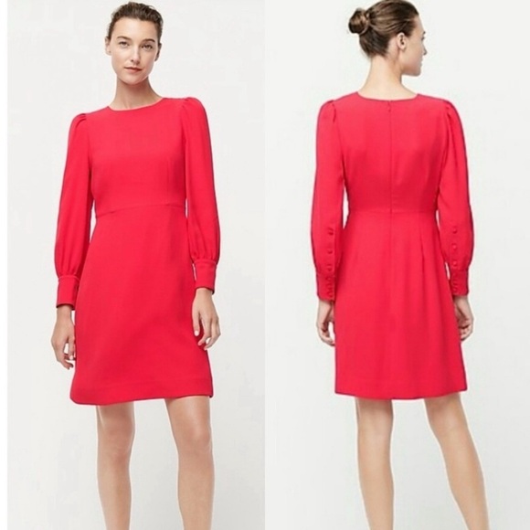 New! J Crew Long Sleeve Crepe 365 Dress in Bright Rose Women’s Size 8 - Picture 2 of 13
